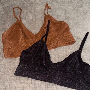 SKIMS Lace Bralette Set in Black and Brown